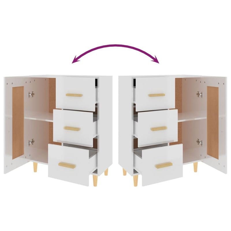 vidaXL Sideboard High Gloss White 69.5x34x90 cm Engineered Wood