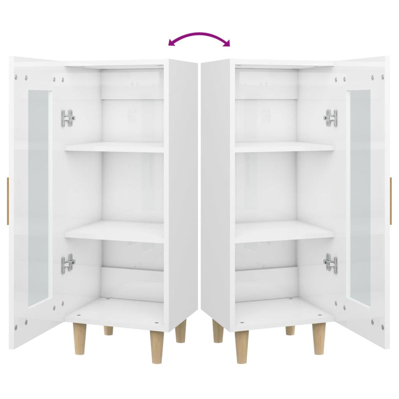 vidaXL Sideboard High Gloss White 34.5x34x90 cm Engineered Wood