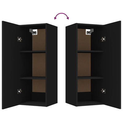 vidaXL Wall Cabinet Black 34.5x34x90 cm Engineered Wood