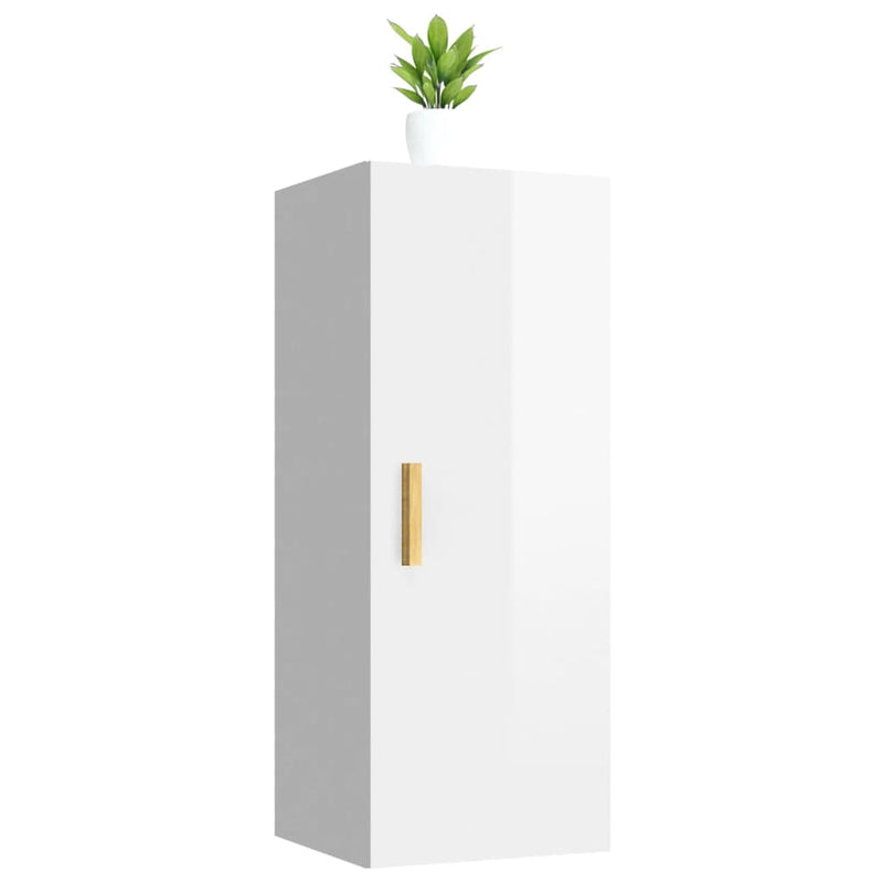 vidaXL Wall Cabinet High Gloss White 34.5x34x90 cm Engineered Wood