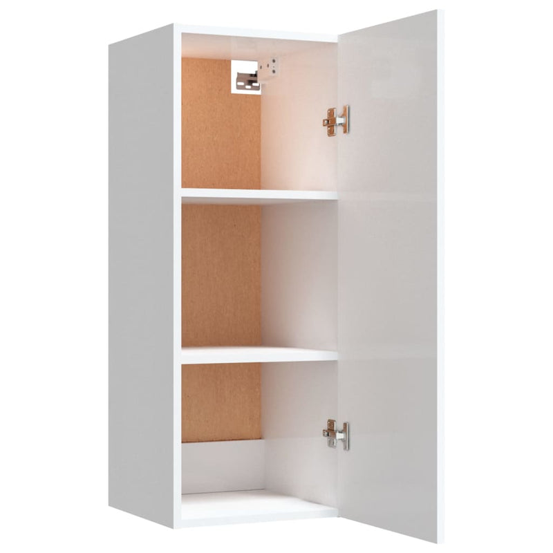 vidaXL Wall Cabinet High Gloss White 34.5x34x90 cm Engineered Wood