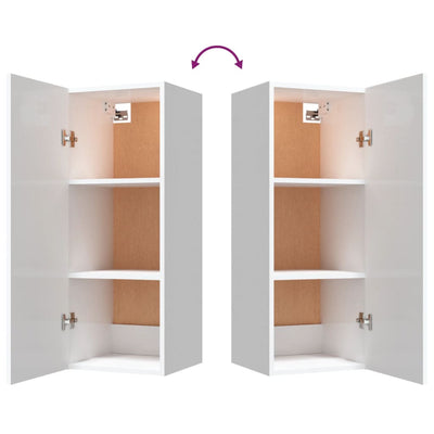 vidaXL Wall Cabinet High Gloss White 34.5x34x90 cm Engineered Wood