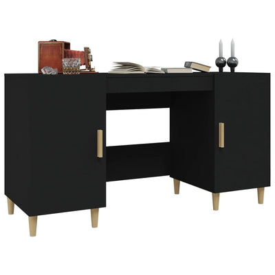 vidaXL Desk Black 140x50x75 cm Engineered Wood