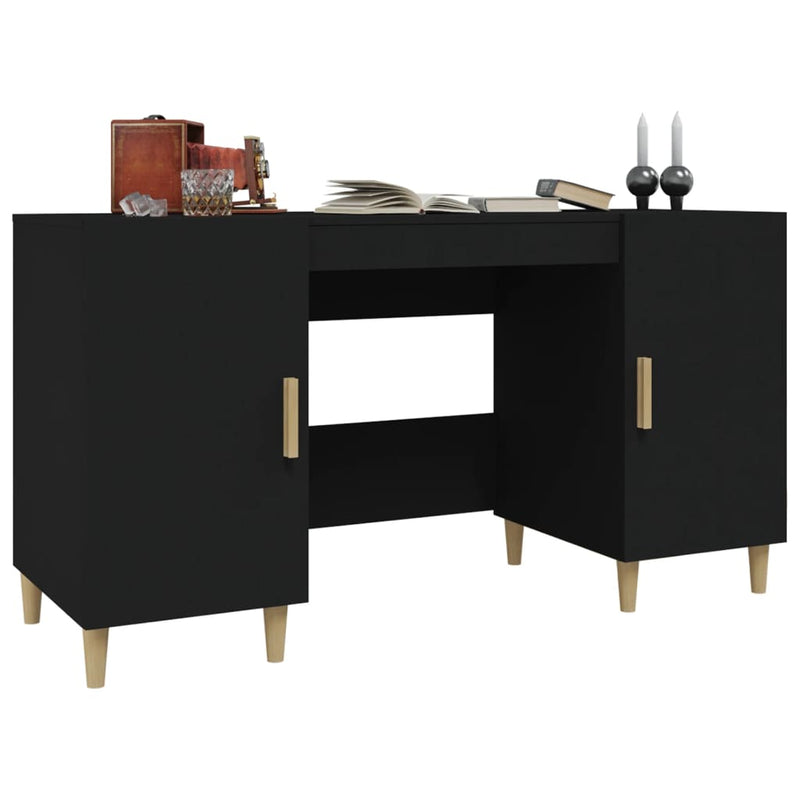 vidaXL Desk Black 140x50x75 cm Engineered Wood