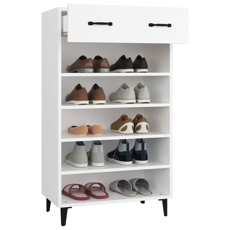 vidaXL Shoe Cabinet Black 60x35x105 cm Engineered Wood