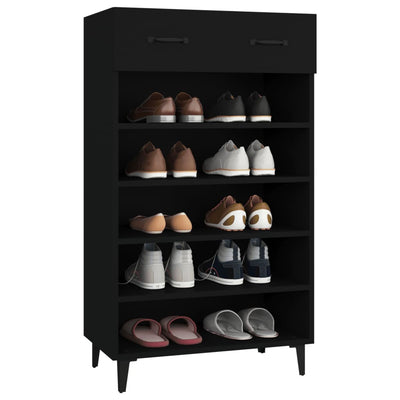 vidaXL Shoe Cabinet Black 60x35x105 cm Engineered Wood
