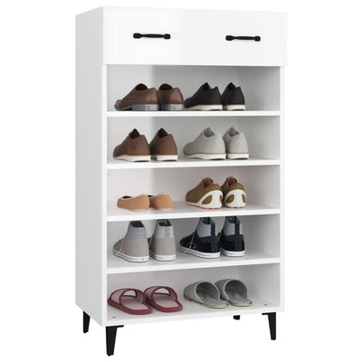 vidaXL Shoe Cabinet Black 60x35x105 cm Engineered Wood