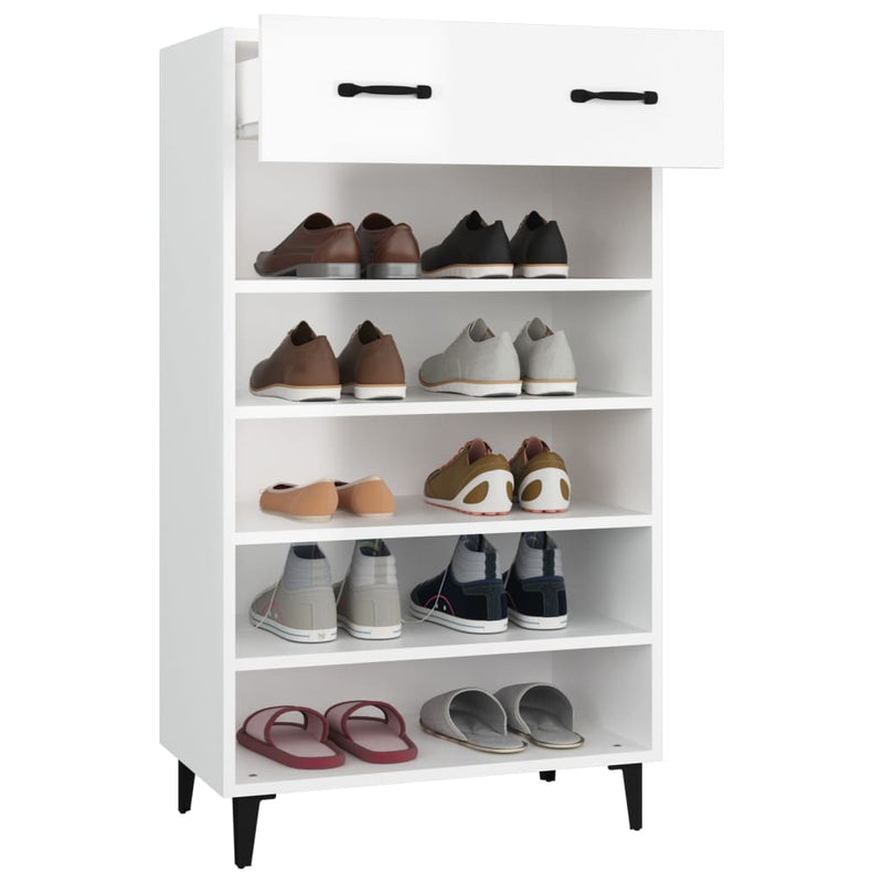 vidaXL Shoe Cabinet Black 60x35x105 cm Engineered Wood