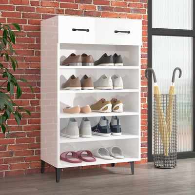vidaXL Shoe Cabinet Black 60x35x105 cm Engineered Wood