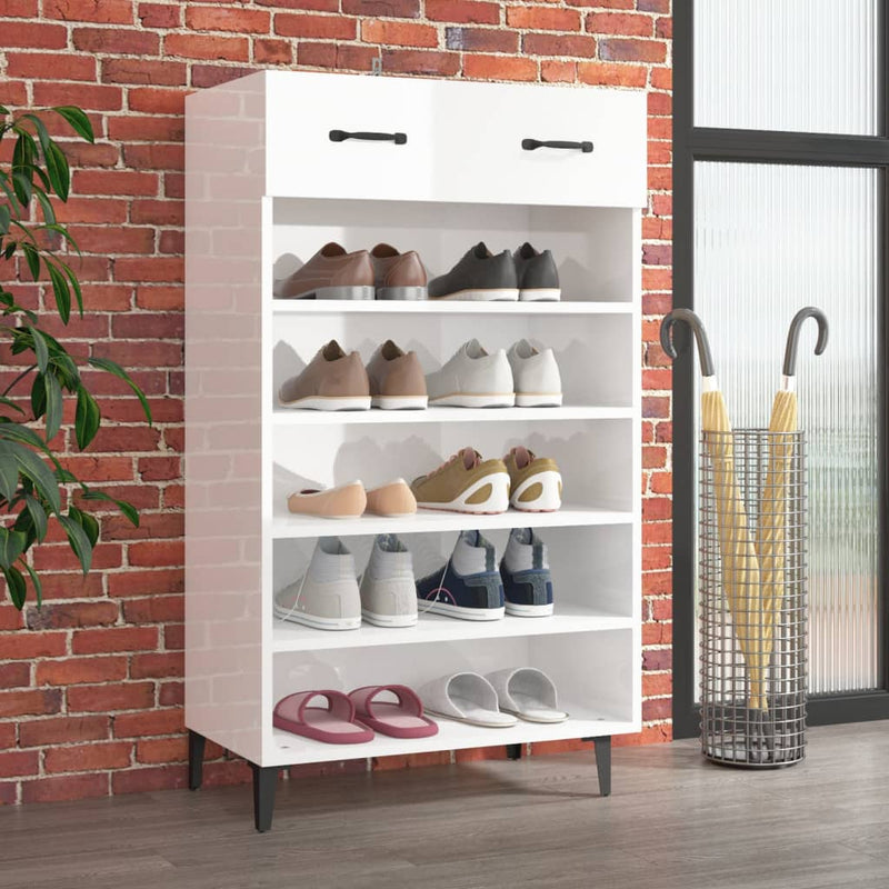 vidaXL Shoe Cabinet Black 60x35x105 cm Engineered Wood