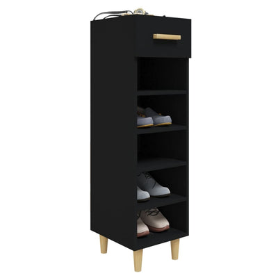 vidaXL Shoe Cabinet Black 30x35x105 cm Engineered Wood