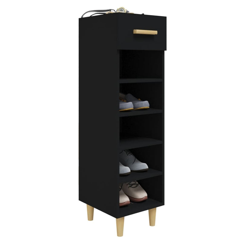 vidaXL Shoe Cabinet Black 30x35x105 cm Engineered Wood