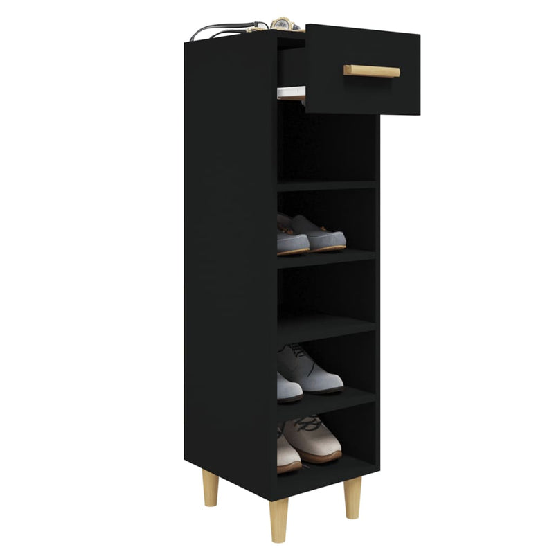 vidaXL Shoe Cabinet Black 30x35x105 cm Engineered Wood