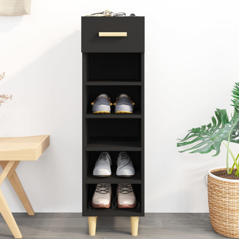 vidaXL Shoe Cabinet Black 30x35x105 cm Engineered Wood