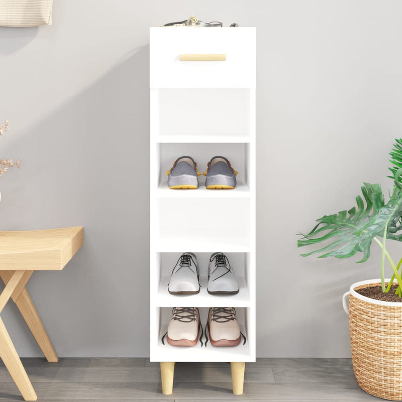 vidaXL Shoe Cabinet High Gloss White 30x35x105 cm Engineered Wood