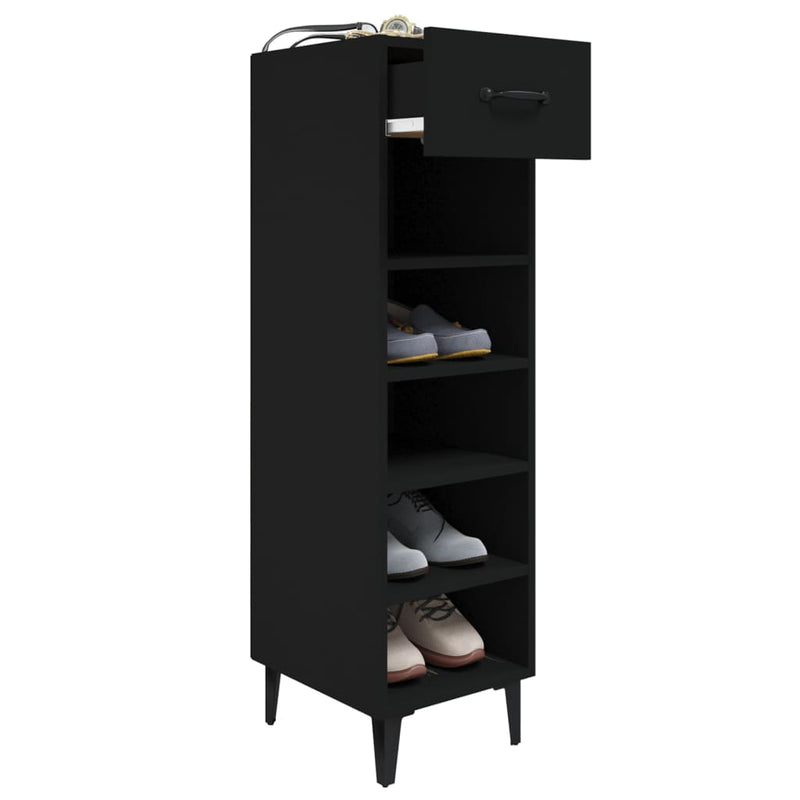vidaXL Shoe Cabinet Smoked Oak 30x35x105 cm Engineered Wood