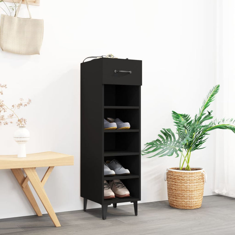 vidaXL Shoe Cabinet Smoked Oak 30x35x105 cm Engineered Wood