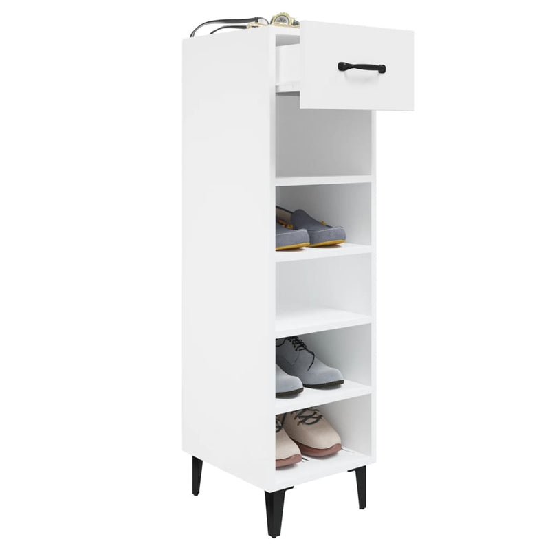 vidaXL Shoe Cabinet High Gloss White 30x35x105 cm Engineered Wood
