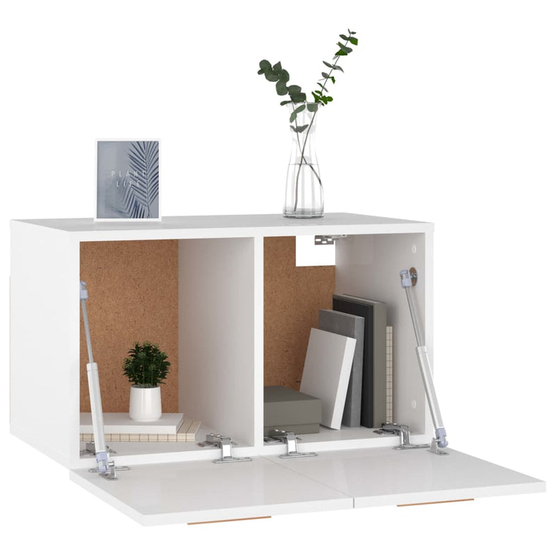 vidaXL Wall Cabinet High Gloss White 60x36.5x35 cm Engineered Wood
