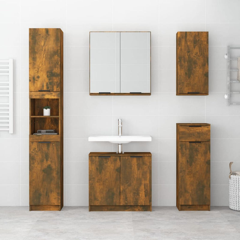 vidaXL Wall-mounted Bathroom Cabinet Smoked Oak 32x20x67 cm