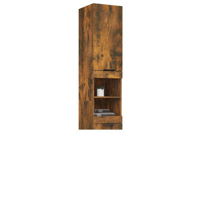 vidaXL Bathroom Cabinet Smoked Oak 32x34x188.5 cm Engineered Wood