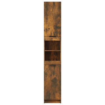 vidaXL Bathroom Cabinet Smoked Oak 32x34x188.5 cm Engineered Wood