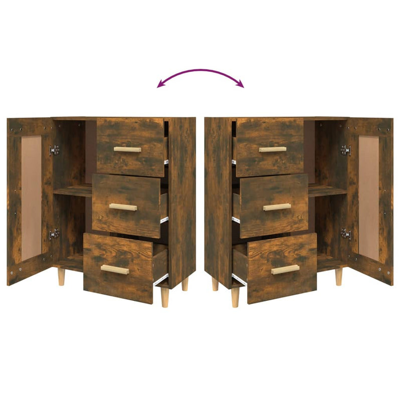 vidaXL Sideboard Smoked Oak 69.5x34x90 cm Engineered Wood