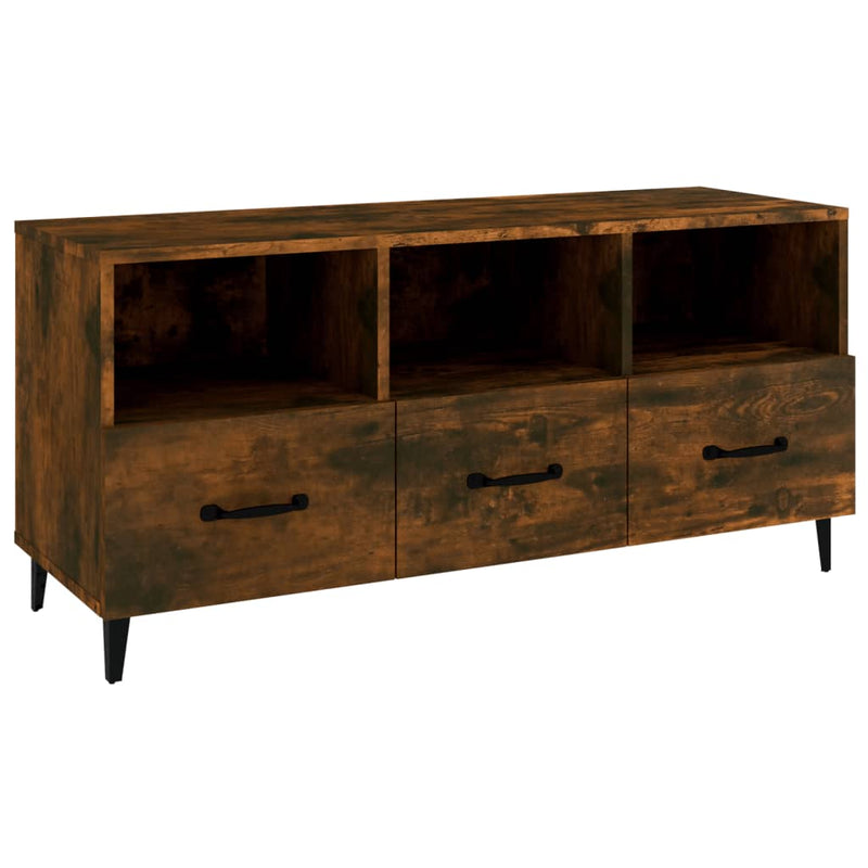 vidaXL TV Cabinet Smoked Oak 102x35x50 cm Engineered Wood