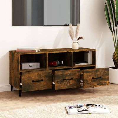 vidaXL TV Cabinet Smoked Oak 102x35x50 cm Engineered Wood