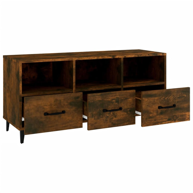 vidaXL TV Cabinet Smoked Oak 102x35x50 cm Engineered Wood