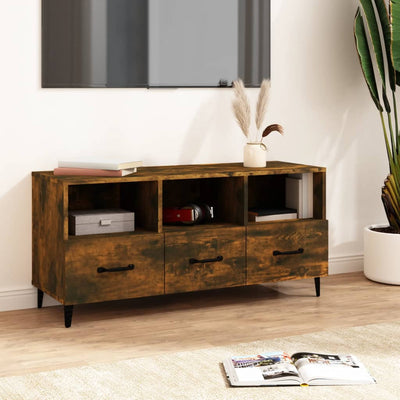 vidaXL TV Cabinet Smoked Oak 102x35x50 cm Engineered Wood