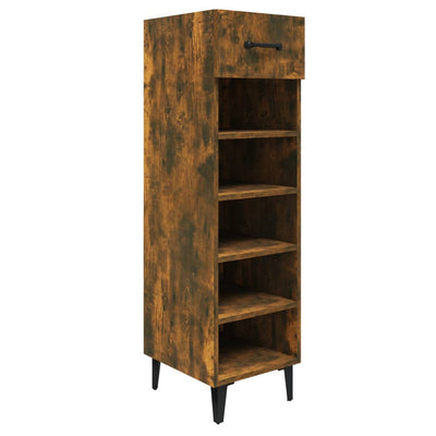 vidaXL Shoe Cabinet Smoked Oak 30x35x105 cm Engineered Wood