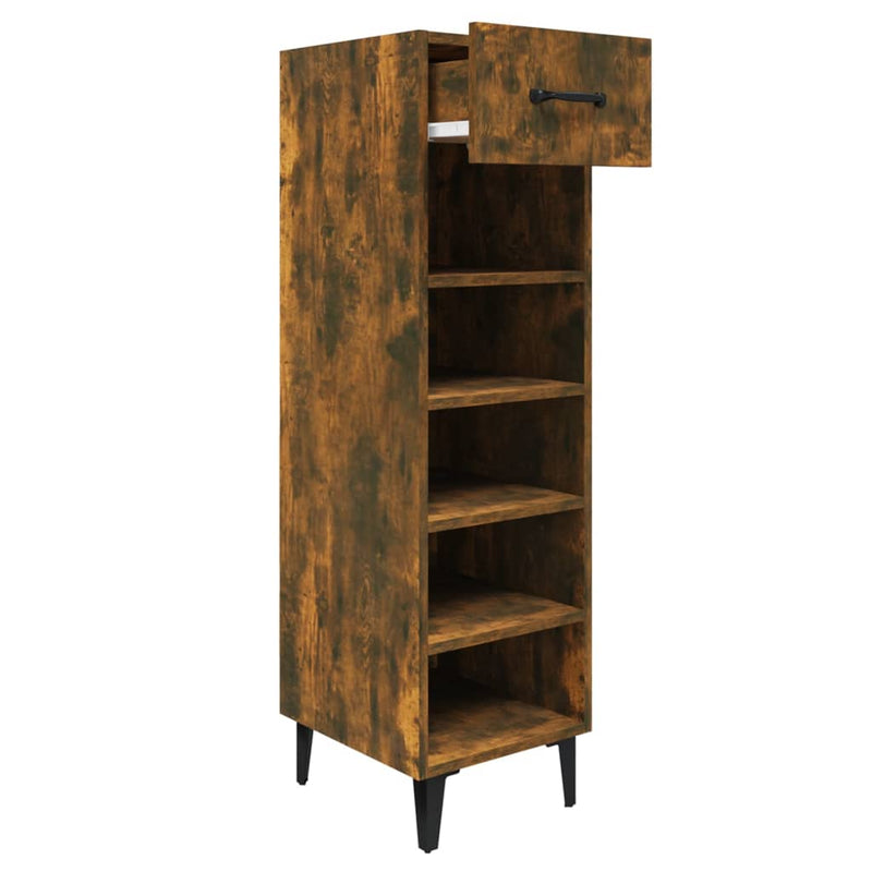 vidaXL Shoe Cabinet Smoked Oak 30x35x105 cm Engineered Wood