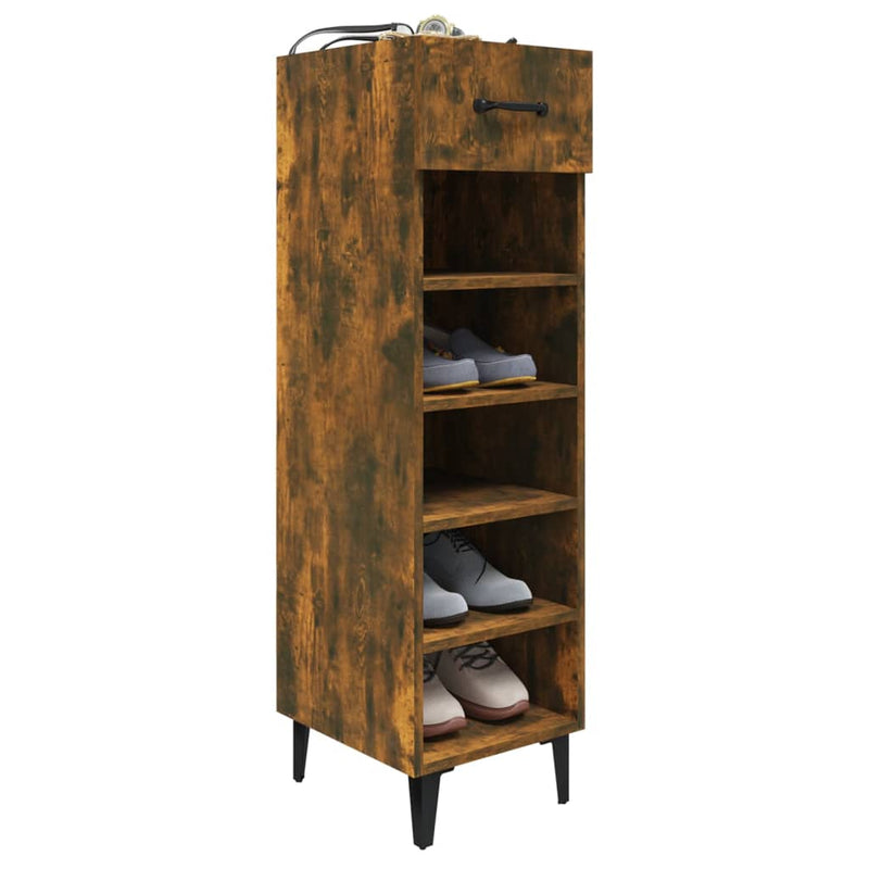 vidaXL Shoe Cabinet Smoked Oak 30x35x105 cm Engineered Wood