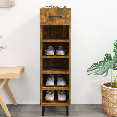 vidaXL Shoe Cabinet Smoked Oak 30x35x105 cm Engineered Wood