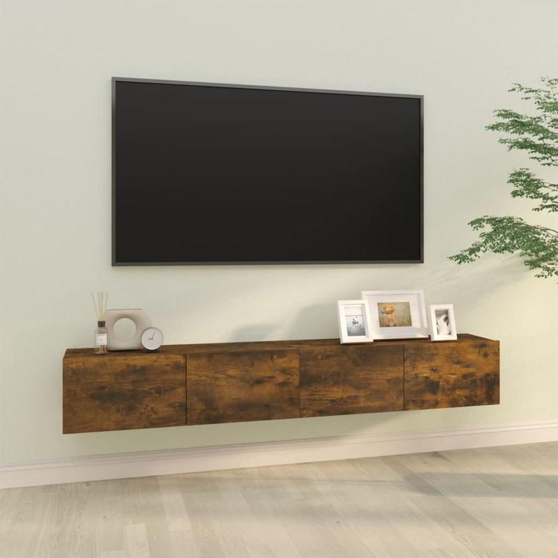 vidaXL Wall TV Cabinets 2 pcs Smoked Oak 100x30x30 cm Engineered Wood