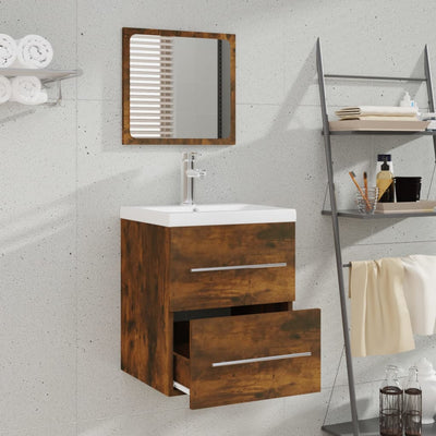 vidaXL Bathroom Cabinet with Mirror Smoked Oak 41x38.5x48 cm