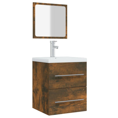 vidaXL Bathroom Cabinet with Mirror Smoked Oak 41x38.5x48 cm