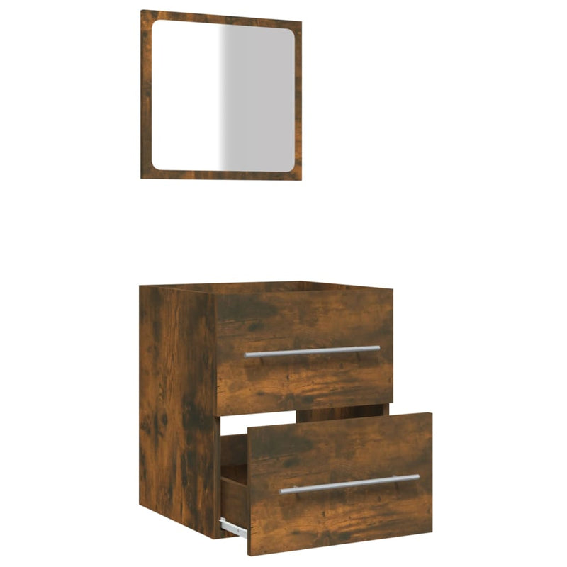 vidaXL Bathroom Cabinet with Mirror Smoked Oak 41x38.5x48 cm