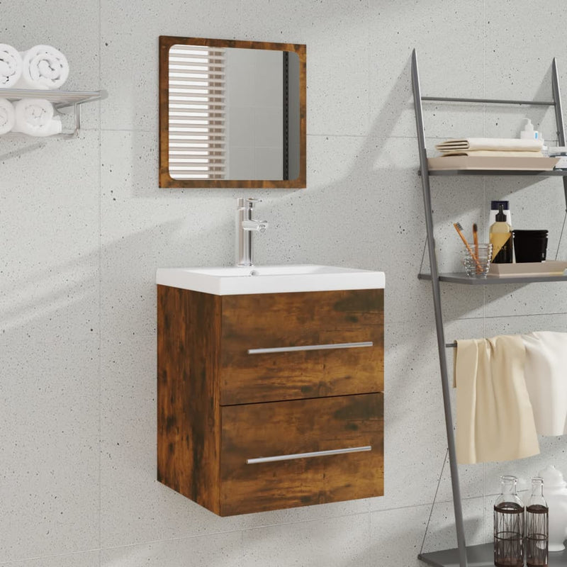 vidaXL Bathroom Cabinet with Mirror Smoked Oak 41x38.5x48 cm