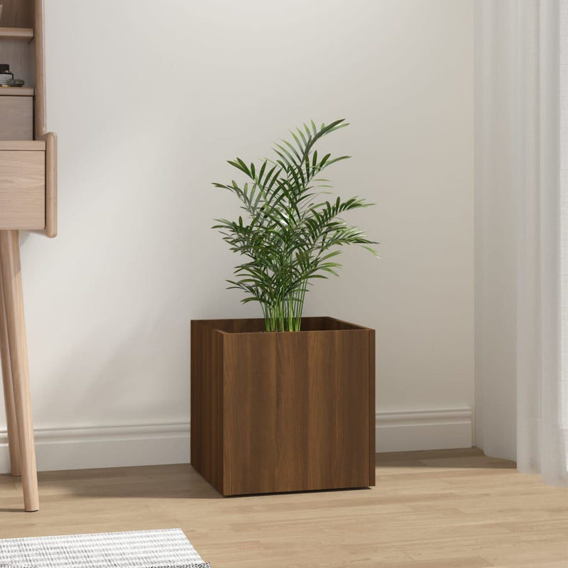 vidaXL Planter Box Smoked Oak 40x40x40 cm Engineered Wood