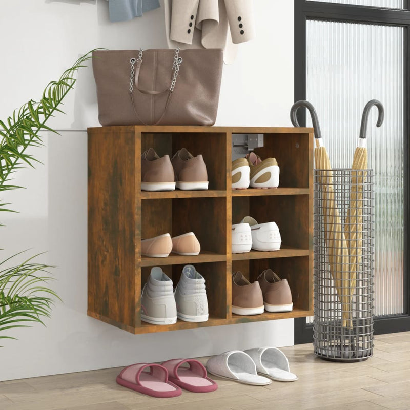 vidaXL Shoe Cabinet Smoked Oak 52.5x30x50 cm