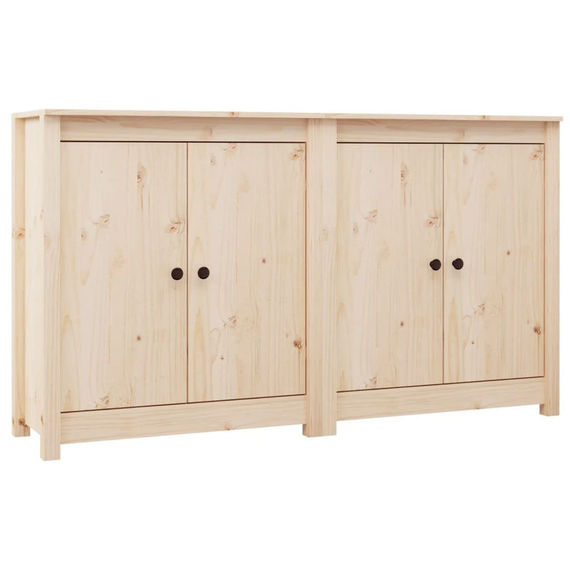 vidaXL Sideboards 2 pcs Black 70x35x80 cm Solid Wood Pine