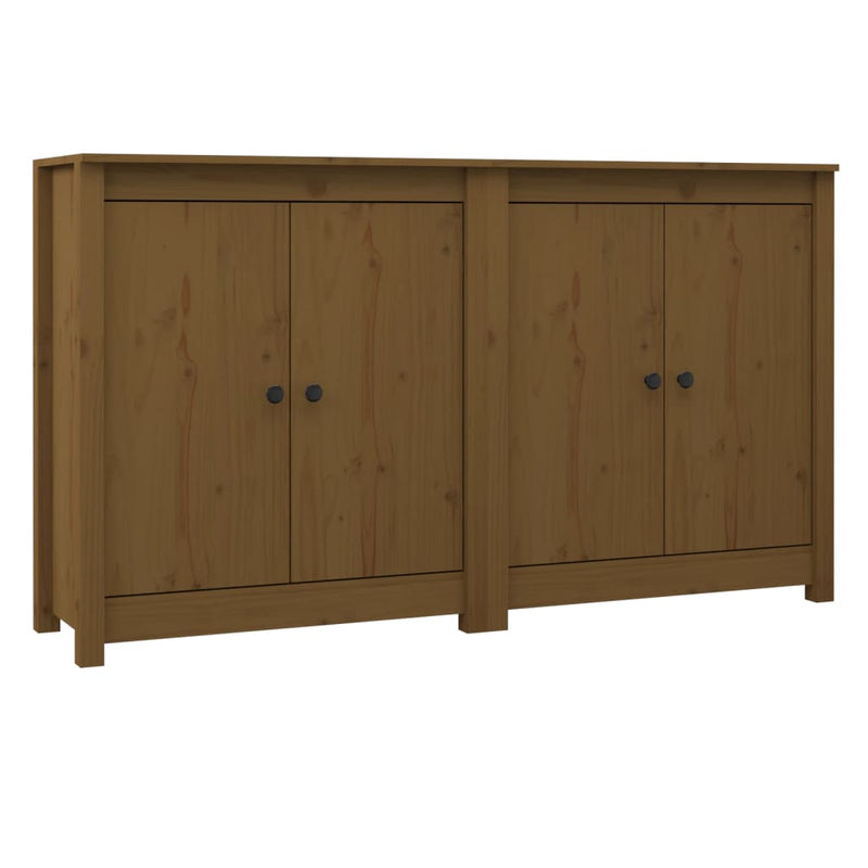 vidaXL Sideboards 2 pcs Black 70x35x80 cm Solid Wood Pine