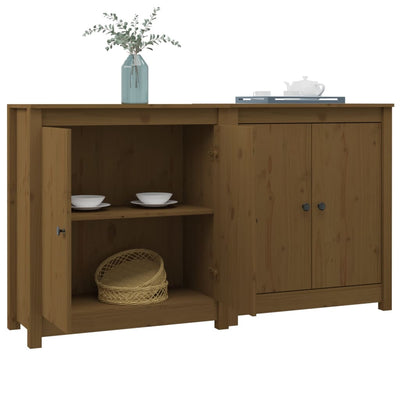 vidaXL Sideboards 2 pcs Black 70x35x80 cm Solid Wood Pine