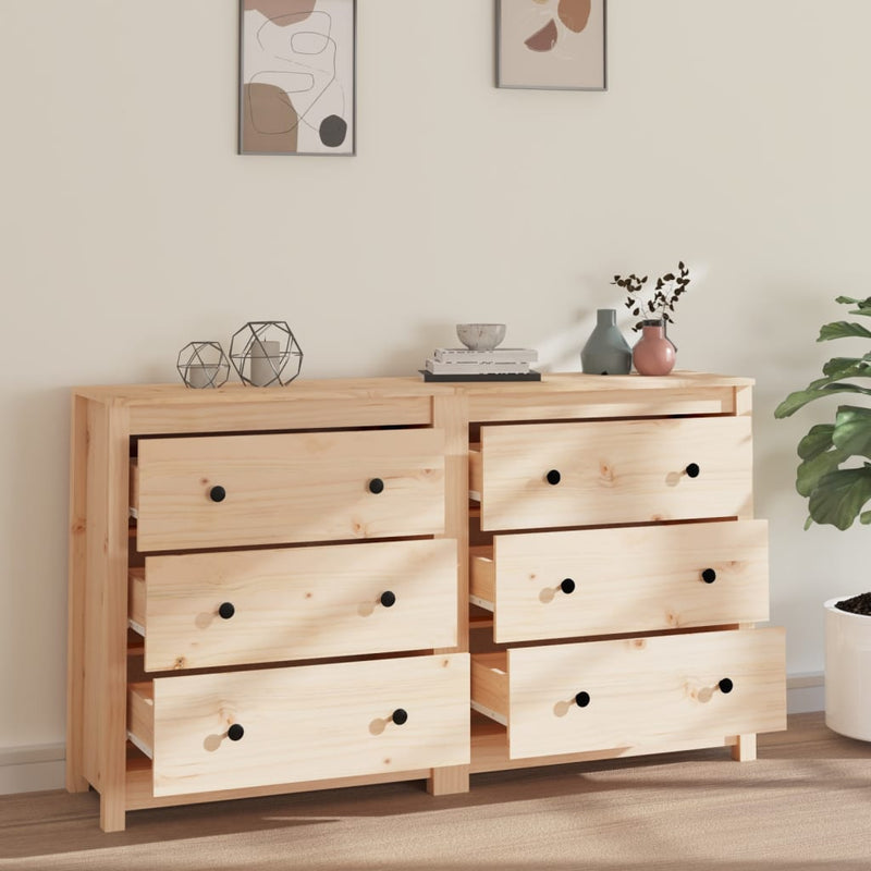 vidaXL Sideboard Black 140x35x80 cm Solid Wood Pine