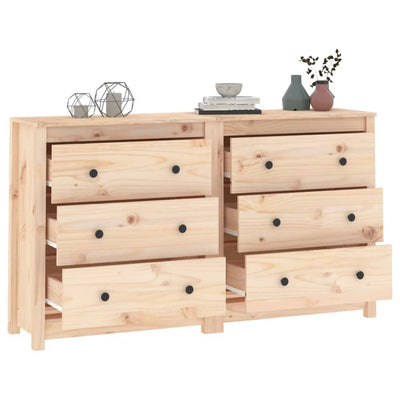 vidaXL Sideboard Black 140x35x80 cm Solid Wood Pine