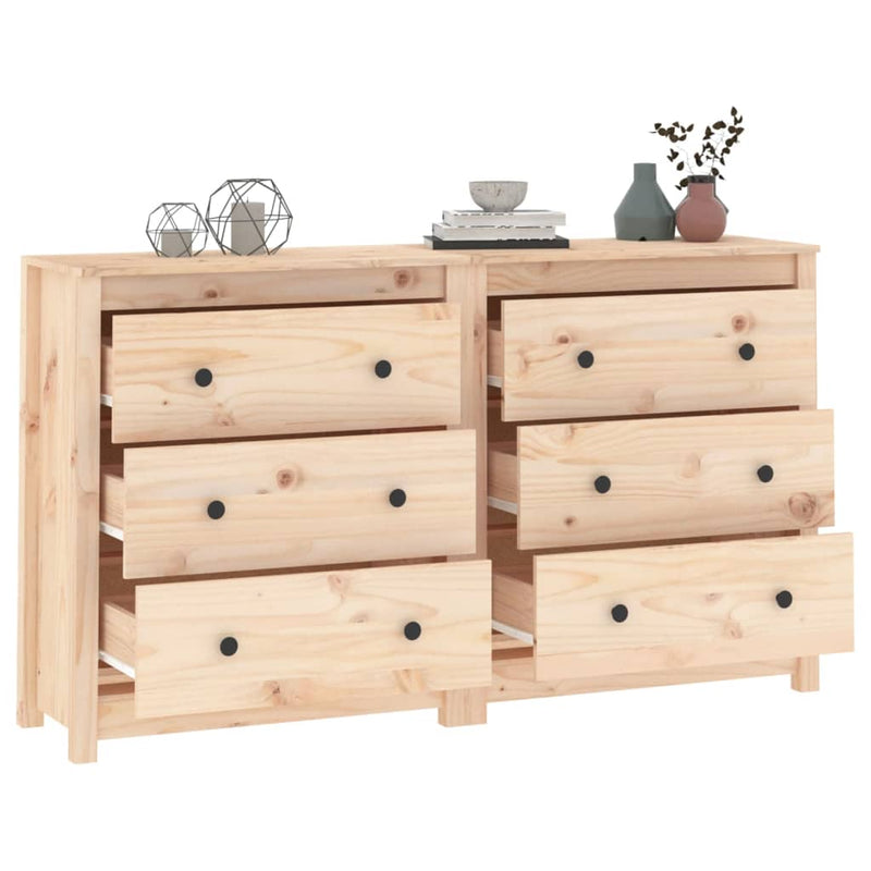 vidaXL Sideboard Black 140x35x80 cm Solid Wood Pine