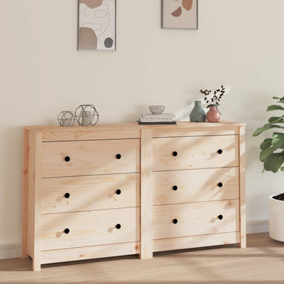 vidaXL Sideboard Black 140x35x80 cm Solid Wood Pine