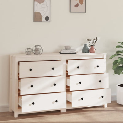 vidaXL Sideboard Black 140x35x80 cm Solid Wood Pine